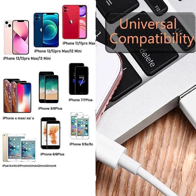 3/6X Fast USB Cable Charger cord For iPhone 7 8 X 11 12 13 14 Pro iPad Charging