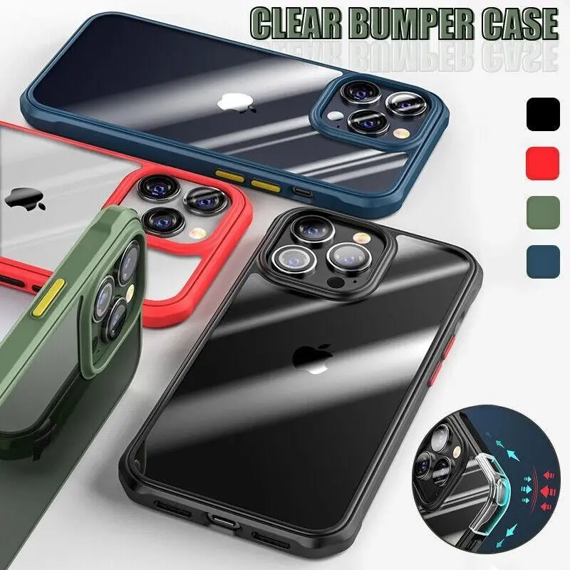 Shockproof Clear Bumper Case For iPhone 13 Pro Max Phone Back Cover Protective Green