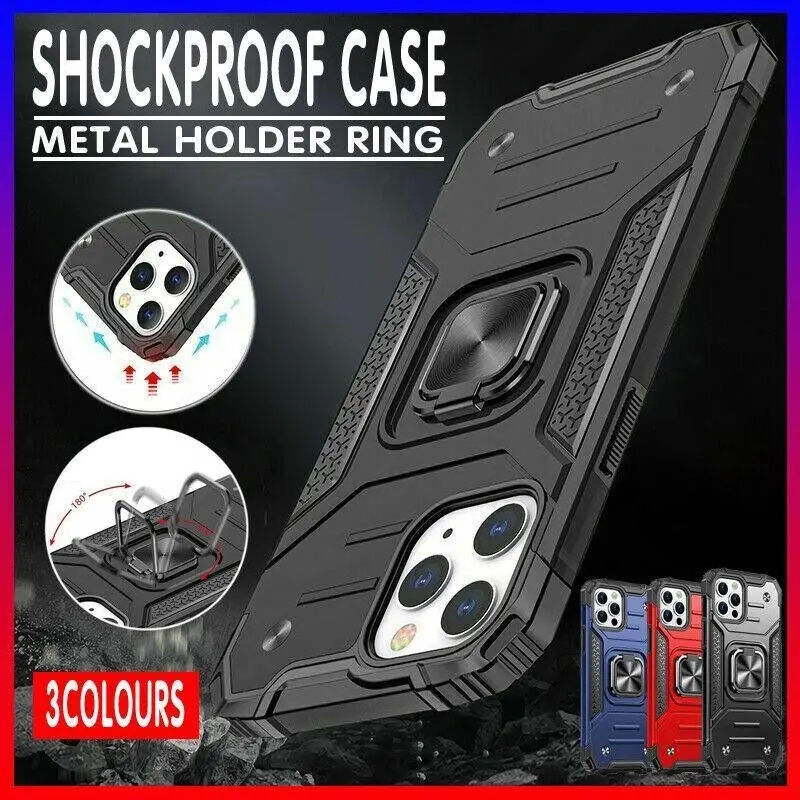 Shockproof Ring Case For iPhone 14  Blue/Black/Red