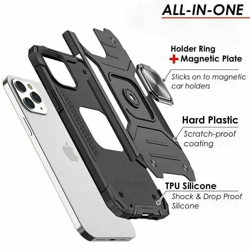 Shockproof Ring Case For iPhone 14  Blue/Black/Red