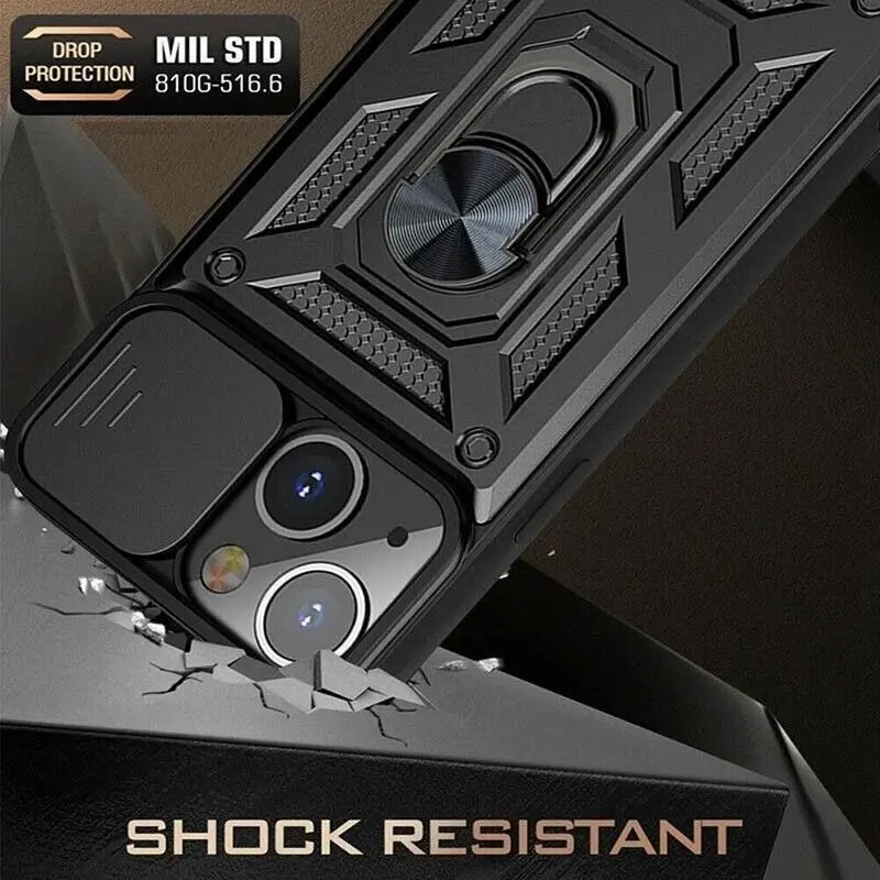 Black Shockproof Ring Case For iPhone 13 Pro Max 12 Pro Max Mini 11 Pro Max