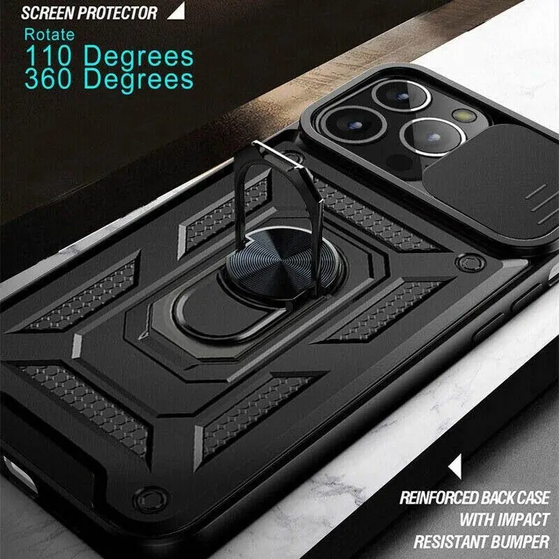 Black Shockproof Ring Case For iPhone 13 Pro Max 12 Pro Max Mini 11 Pro Max