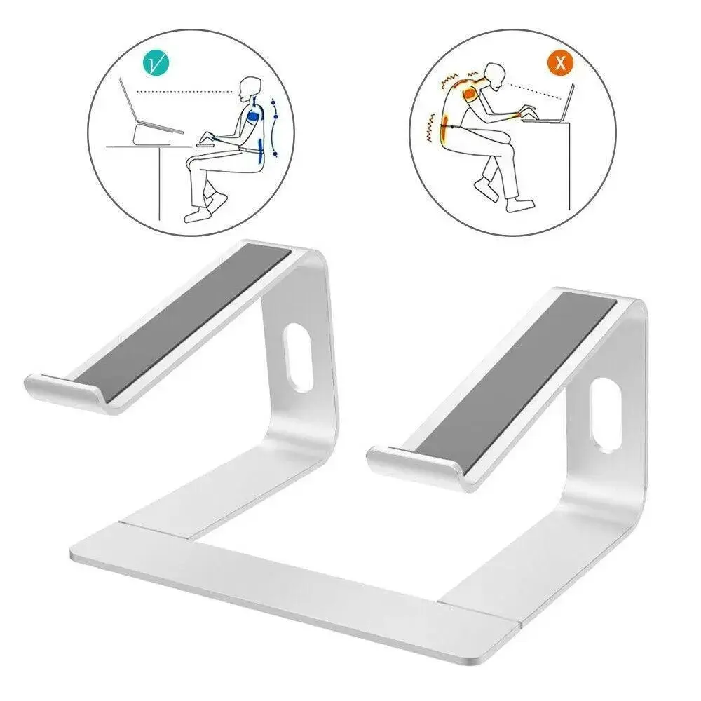 Portable Aluminium Laptop Stand Tray Holder Cooling Riser For 11”-15.4” Macbook