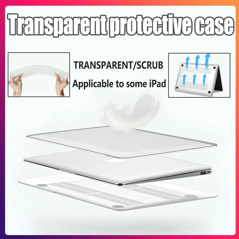 Lightweight Clear Frosted Hard Case Cover for MacBook Apple Laptop Protective