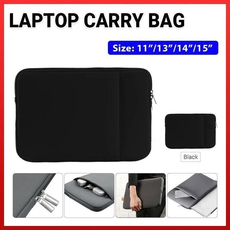 Black Laptop MacBook NoteBook Sleeve Bag Travel Carry Case Cover 13 14 15 16 Inch