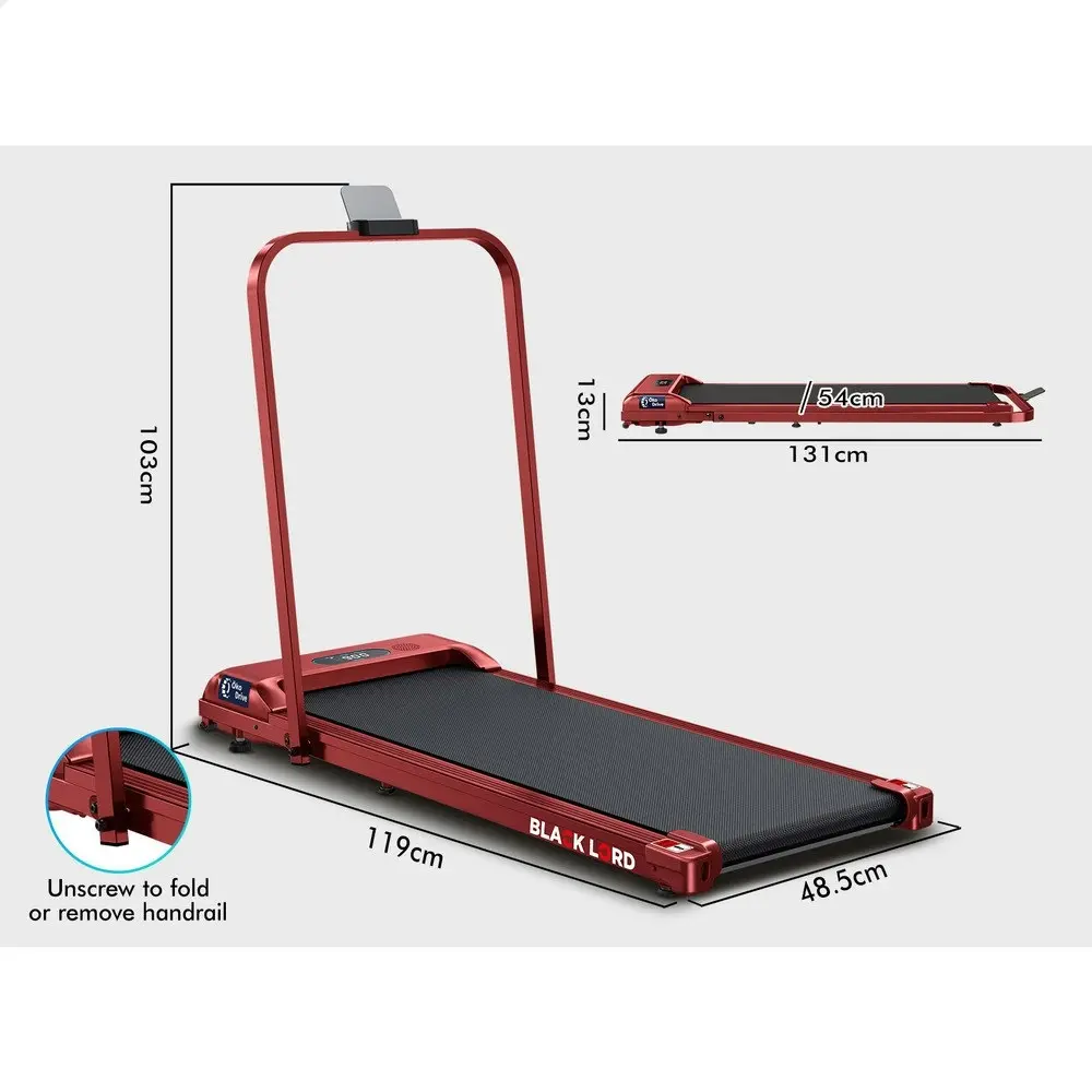 Black Lord Treadmill Electric Walking Pad Home Fitness Foldable Red w/ Smart Watch