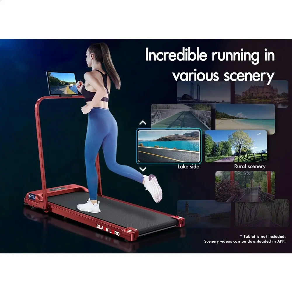 Black Lord Treadmill Electric Walking Pad Home Fitness Foldable Red w/ Smart Watch