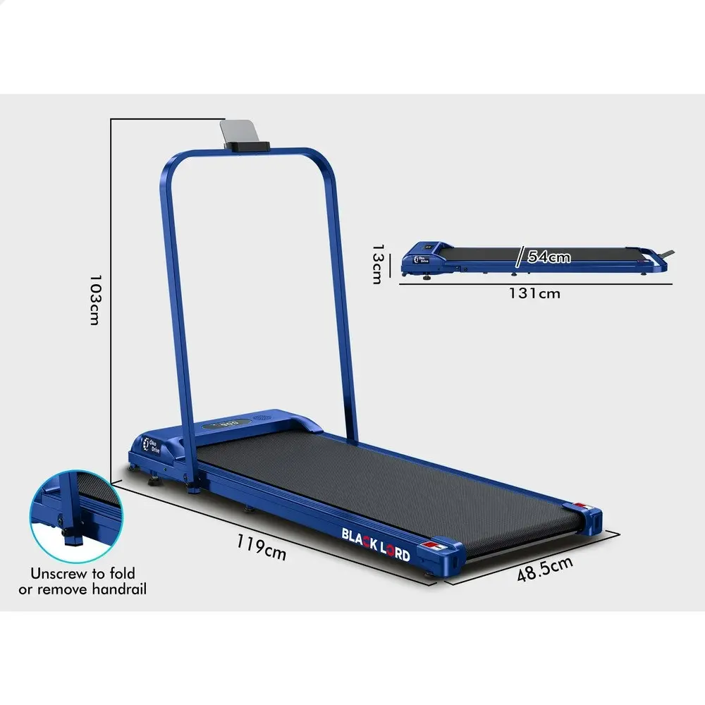 Black Lord Treadmill Electric Walking Pad Home Fitness Foldable Blue w/ Smart Watch