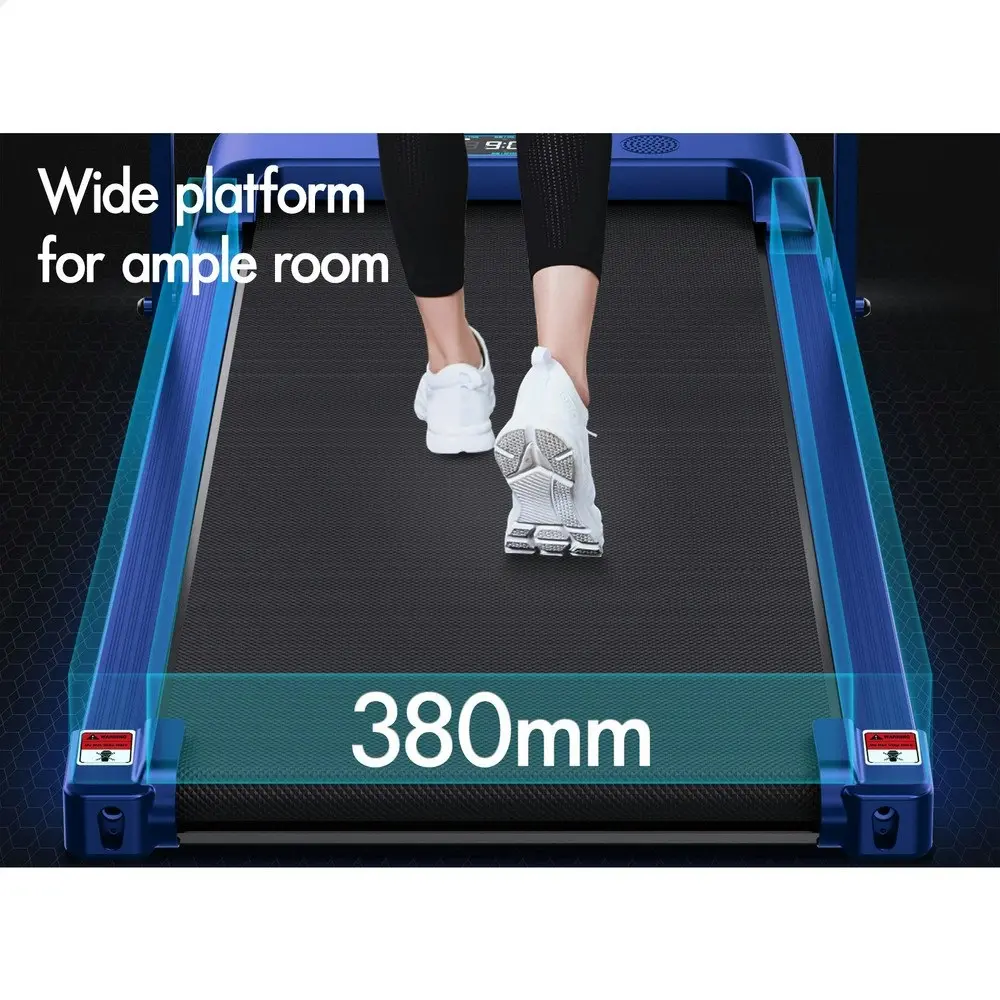 Black Lord Treadmill Electric Walking Pad Home Fitness Foldable Blue w/ Smart Watch