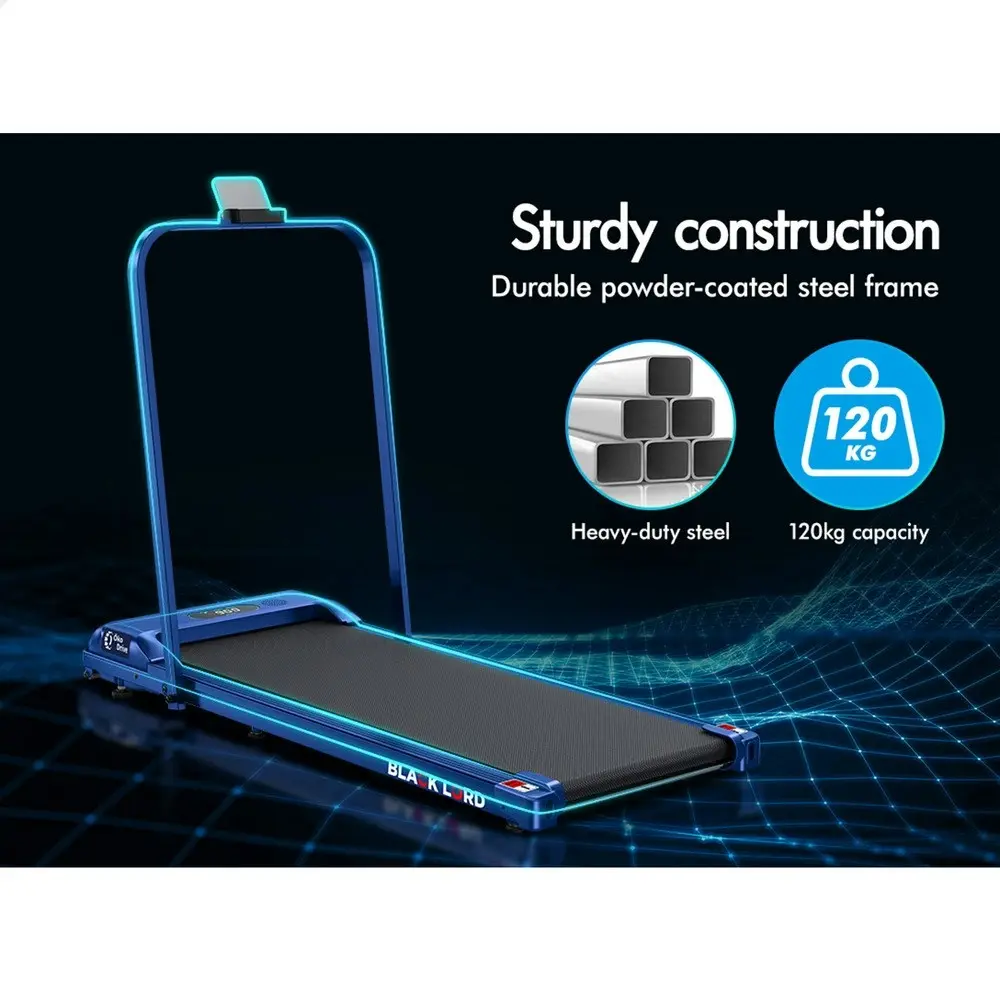 Black Lord Treadmill Electric Walking Pad Home Fitness Foldable Blue w/ Smart Watch