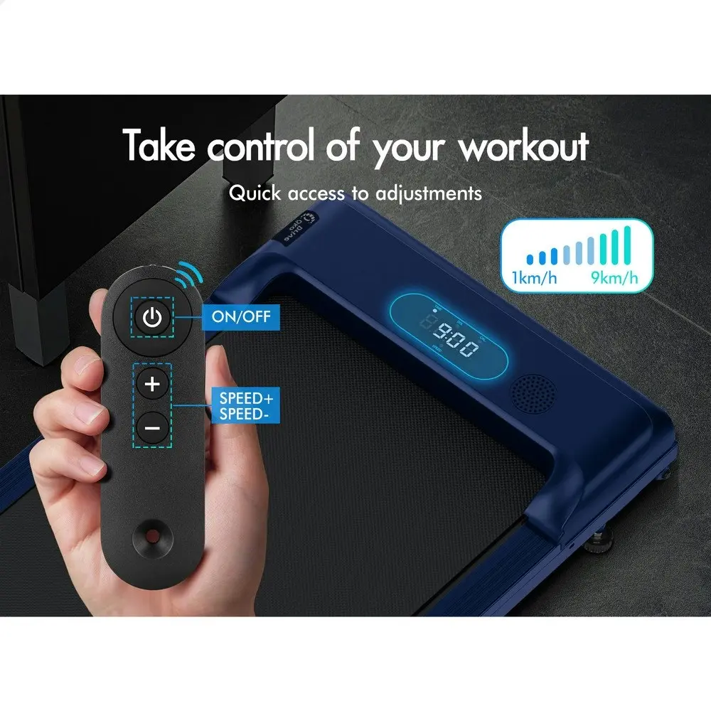 Black Lord Treadmill Electric Walking Pad Home Fitness Foldable Blue w/ Smart Watch