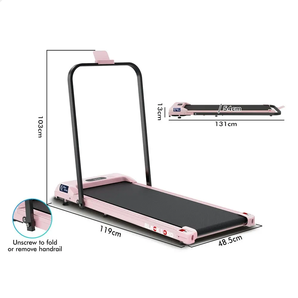 Black Lord Treadmill Electric Walking Pad Home Fitness Foldable Pink w/ Smart Watch