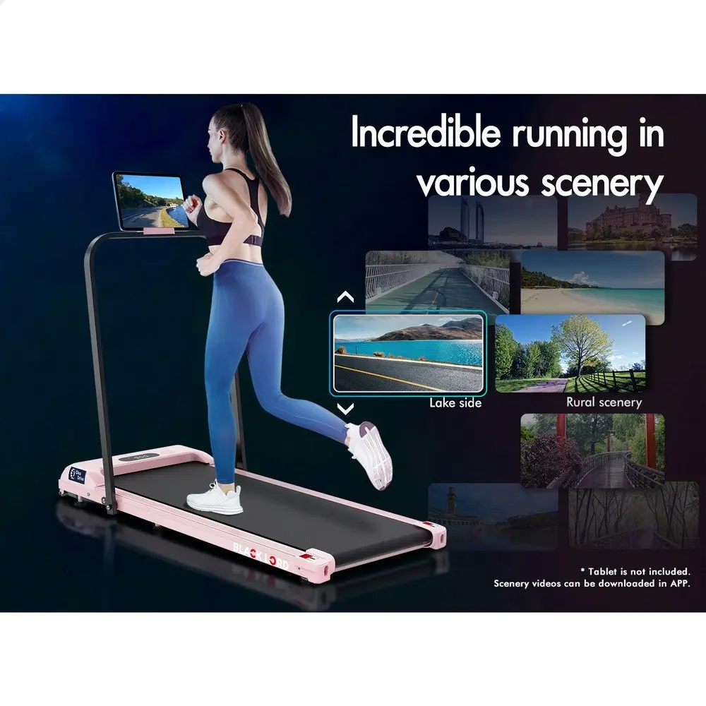 Black Lord Treadmill Electric Walking Pad Home Fitness Foldable Pink w/ Smart Watch