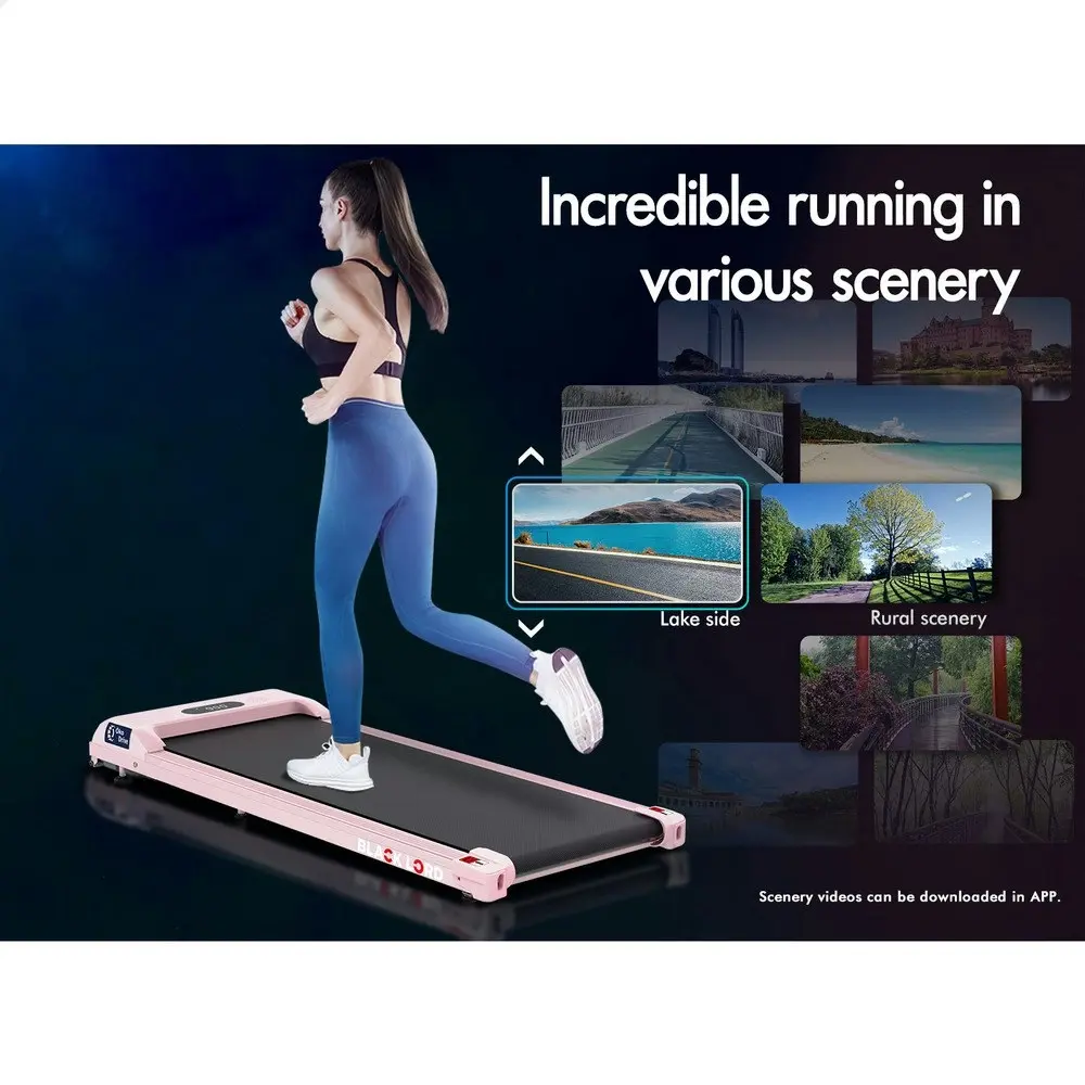 Black Lord Treadmill Electric Walking Pad Home Office Gym Fitness Pink w/ Smart Watch