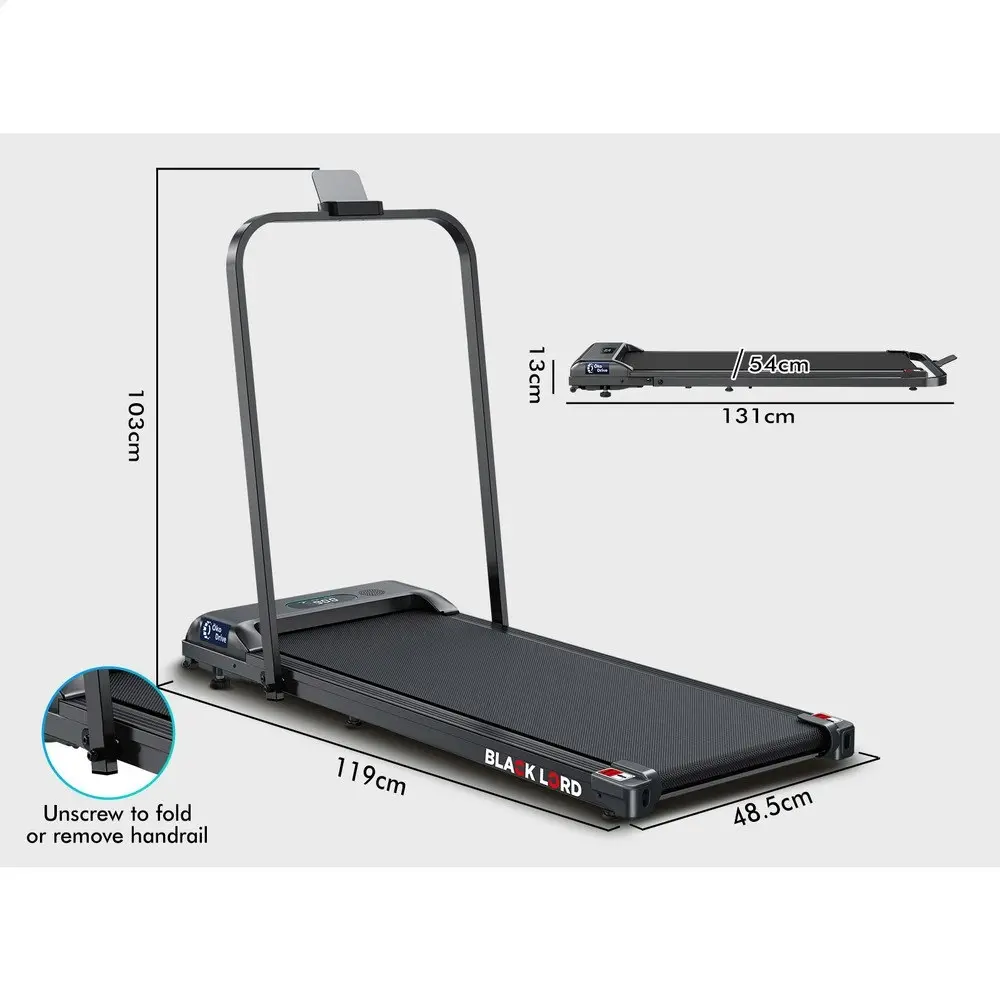 Black Lord Treadmill Electric Walking Pad Home Fitness Foldable w/ Smart Watch