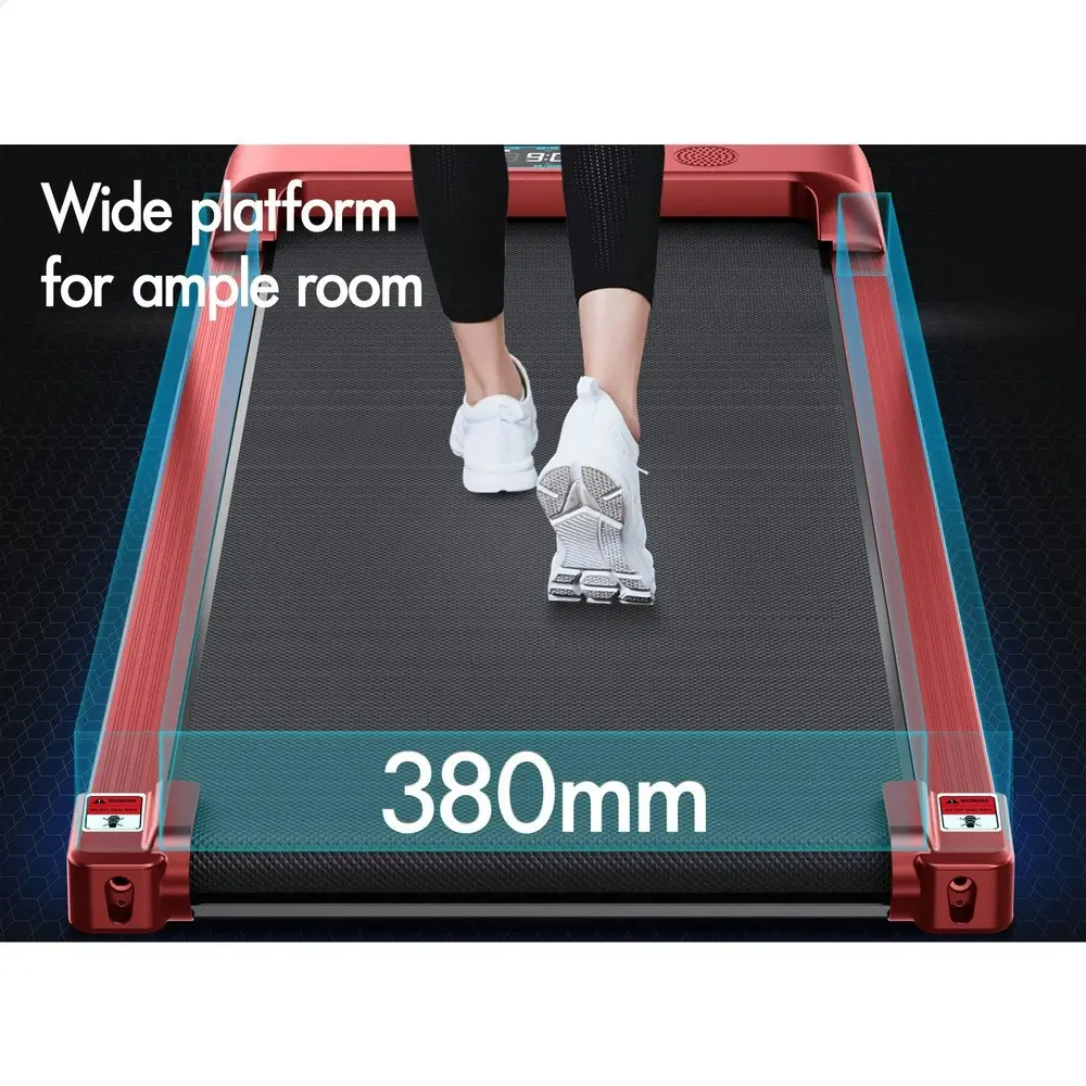 Black Lord Treadmill Electric Walking Pad Home Office Gym Fitness Red w/ Smart Watch