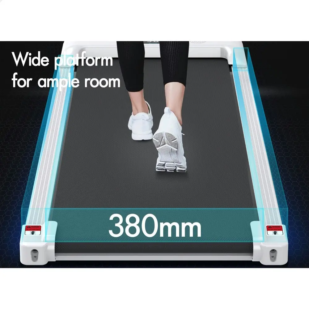 Black Lord Treadmill Electric Walking Pad Home Office Gym Fitness White w/ Smart Watch