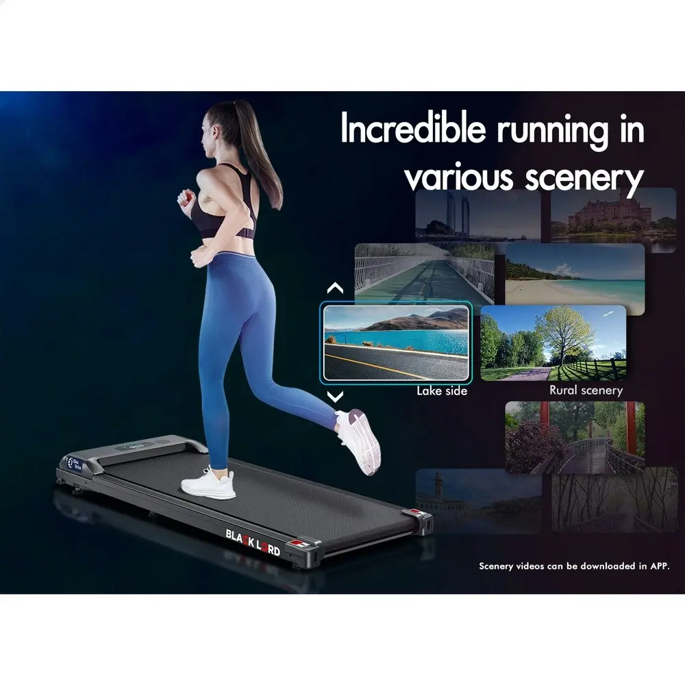 Black Lord Treadmill Electric Walking Pad Home Office Gym Fitness w/ Smart Watch