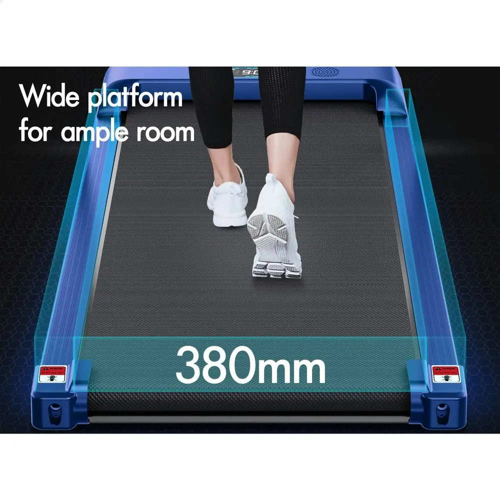 Black Lord Treadmill Electric Walking Pad Home Office Gym Fitness Blue w/ Smart Watch