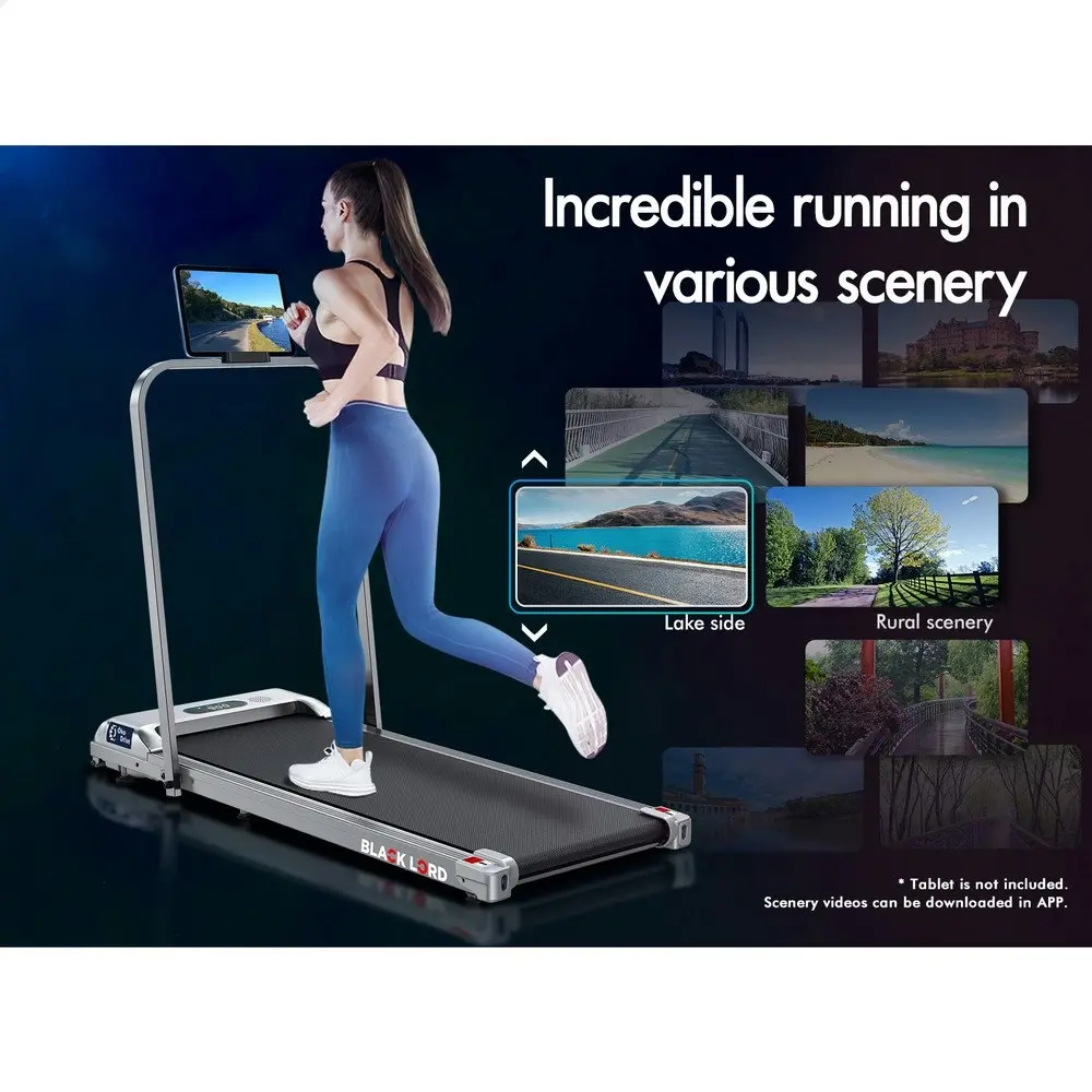 Black Lord Electric Walking Pad Treadmill Fitness Foldable Silver