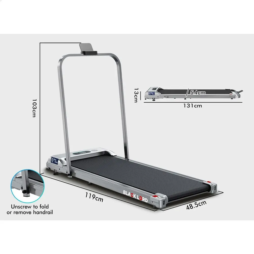 Black Lord Electric Walking Pad Treadmill Fitness Foldable Silver