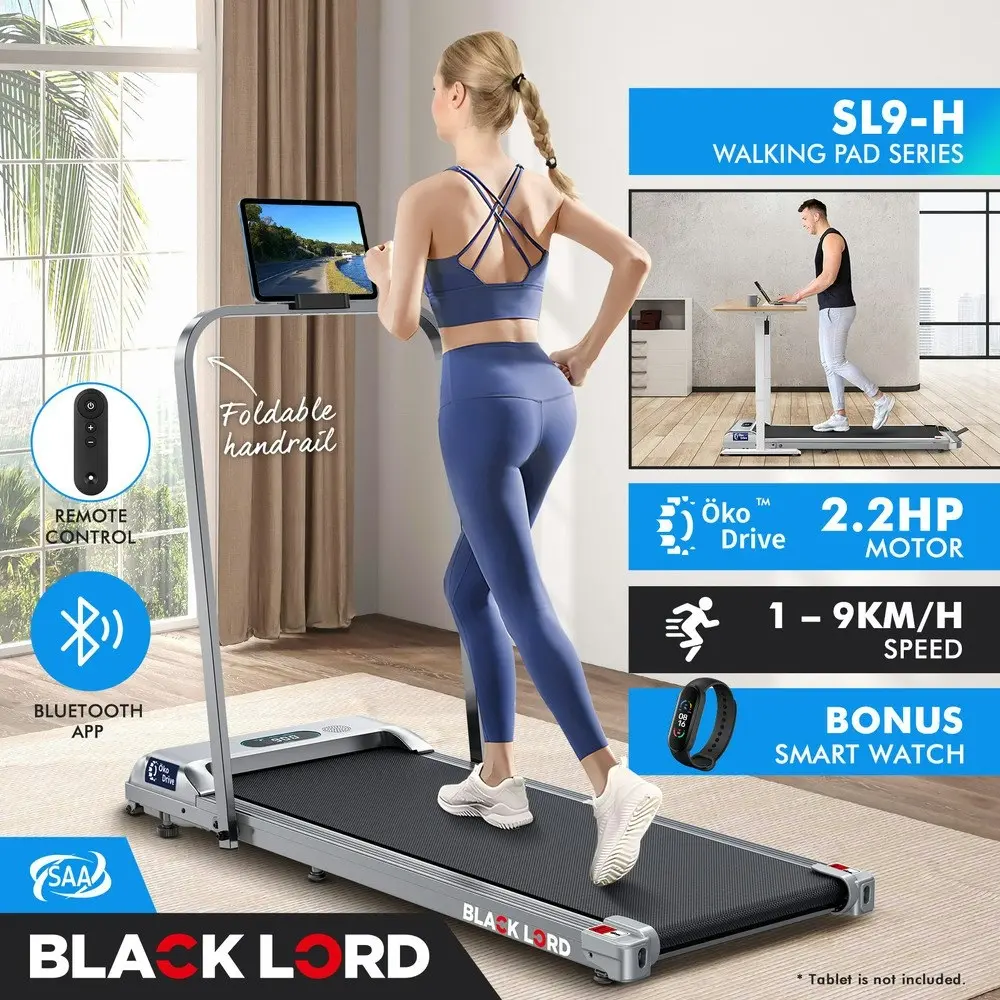 Black Lord Electric Walking Pad Treadmill Fitness Foldable Silver