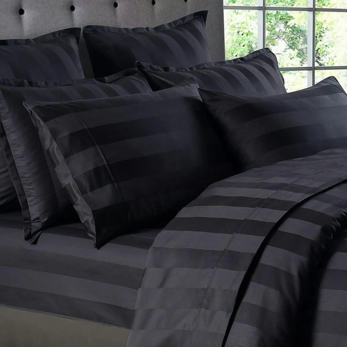 Bespoke 1200TC Sheet Set Black King Bed Extra Depth