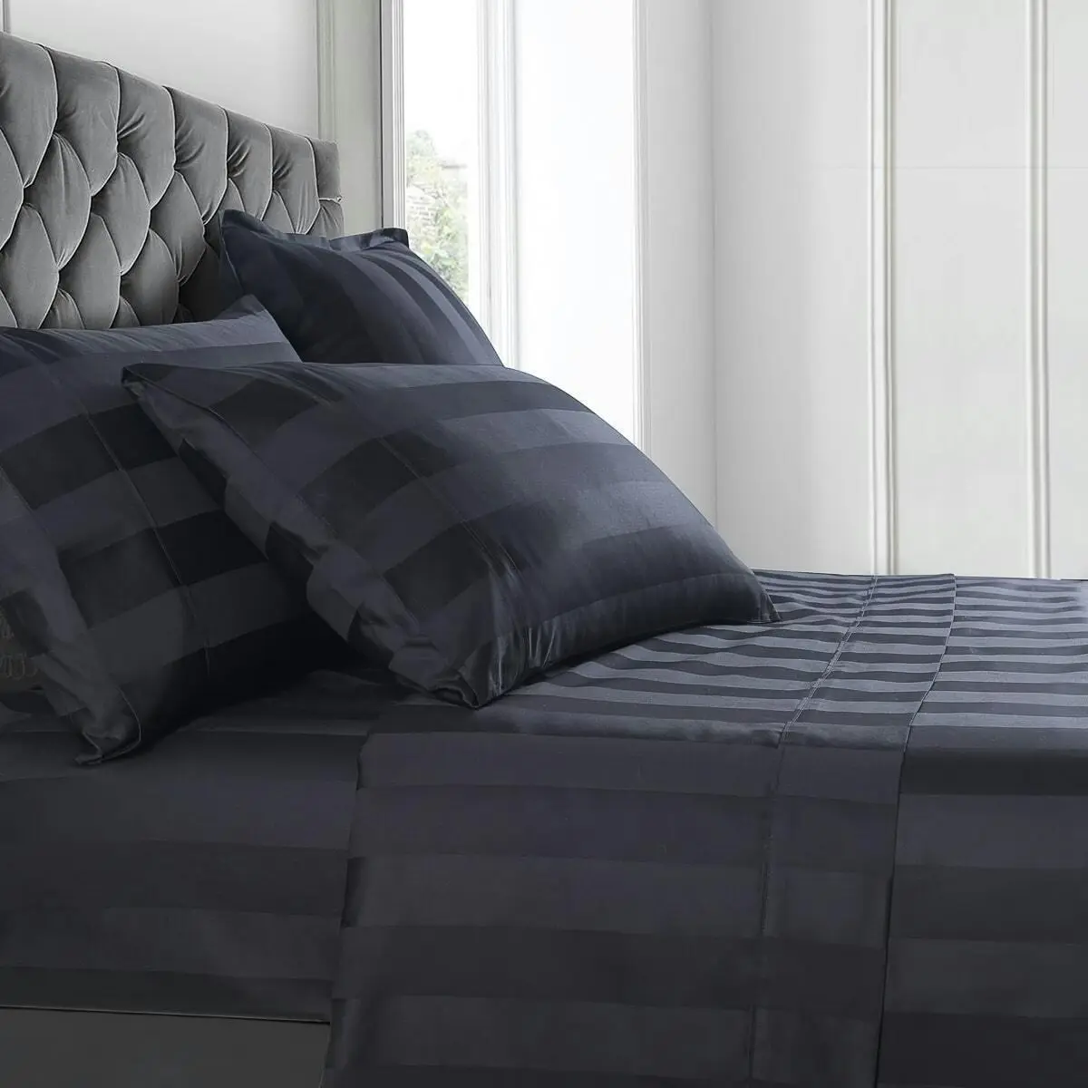 Bespoke 1200TC Sheet Set Black King Bed