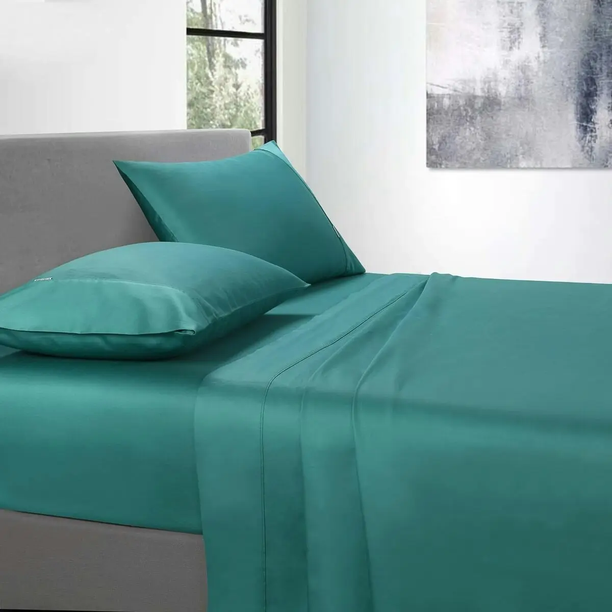 400 Thread Count Fitted sheet Queen Bed Extra Depth Aqua