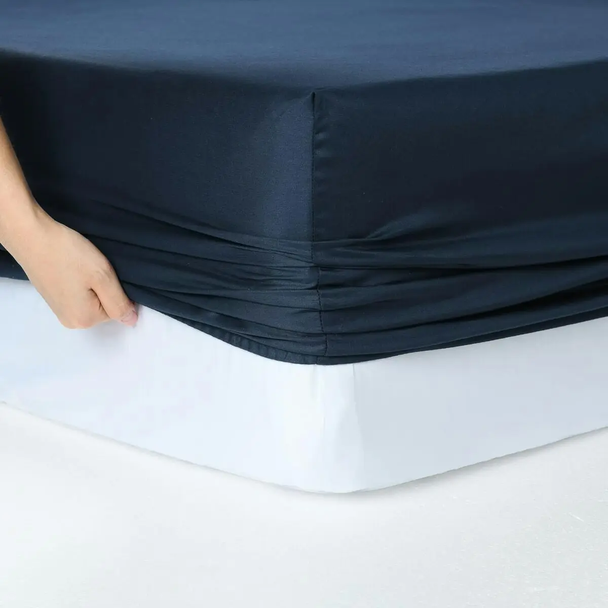 400 Thread Count Fitted sheet Queen Bed Extra Depth Navy