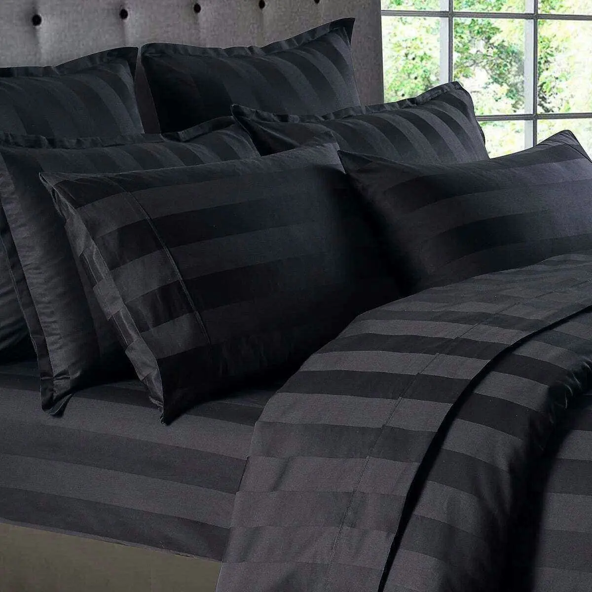 Bespoke 1200TC Sheet Set Black Queen Bed Extra Depth