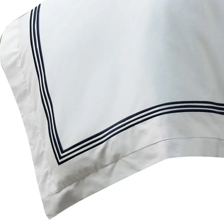 Ritz Embroidered Standard Pillowcases ( PAIR ) -1000TC White Navy