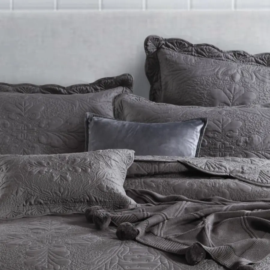 Medici Grey Bedspread Double Bed