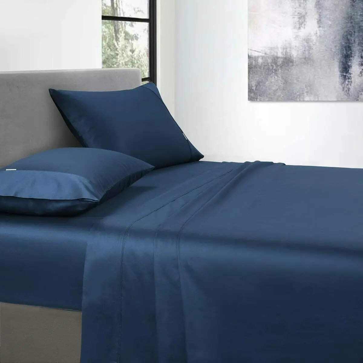 400 Thread Count Fitted sheet King Bed Extra Depth Navy