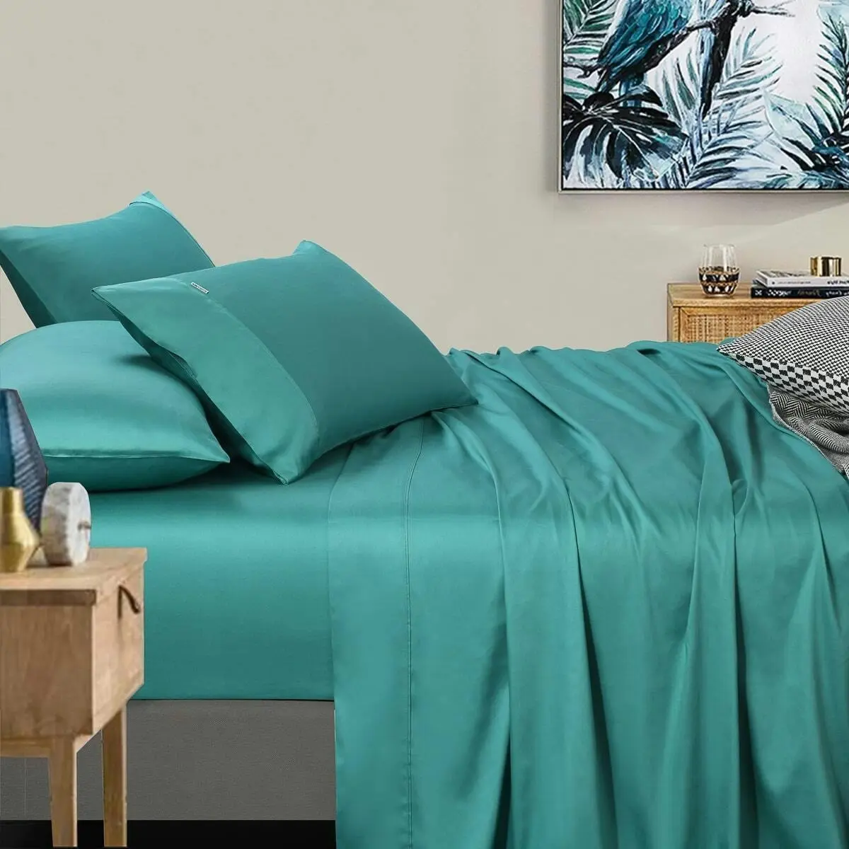 400 Thread Count King Bed Extra Depth Sheet set Aqua