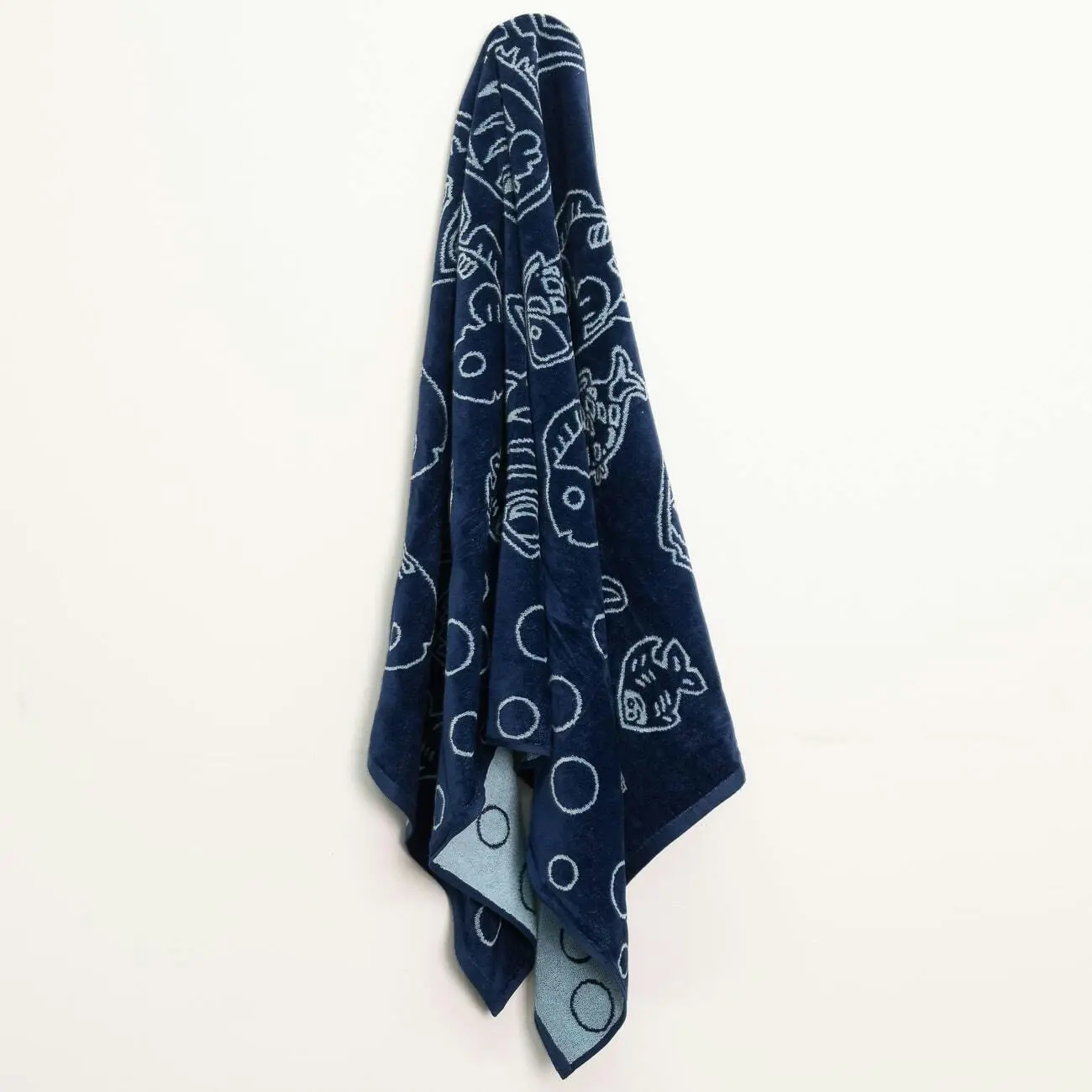 Beach Towel indigo Bubble Fish Large