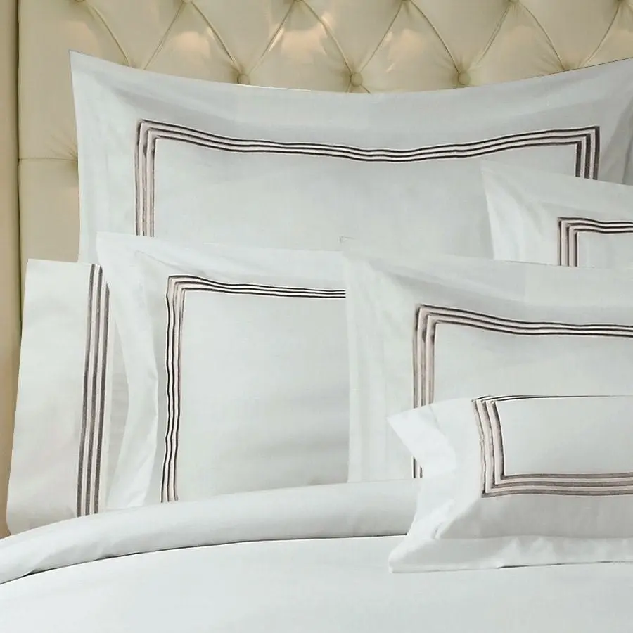 Ritz Embroidered Standard Pillowcases ( PAIR ) -1000TC Mocha