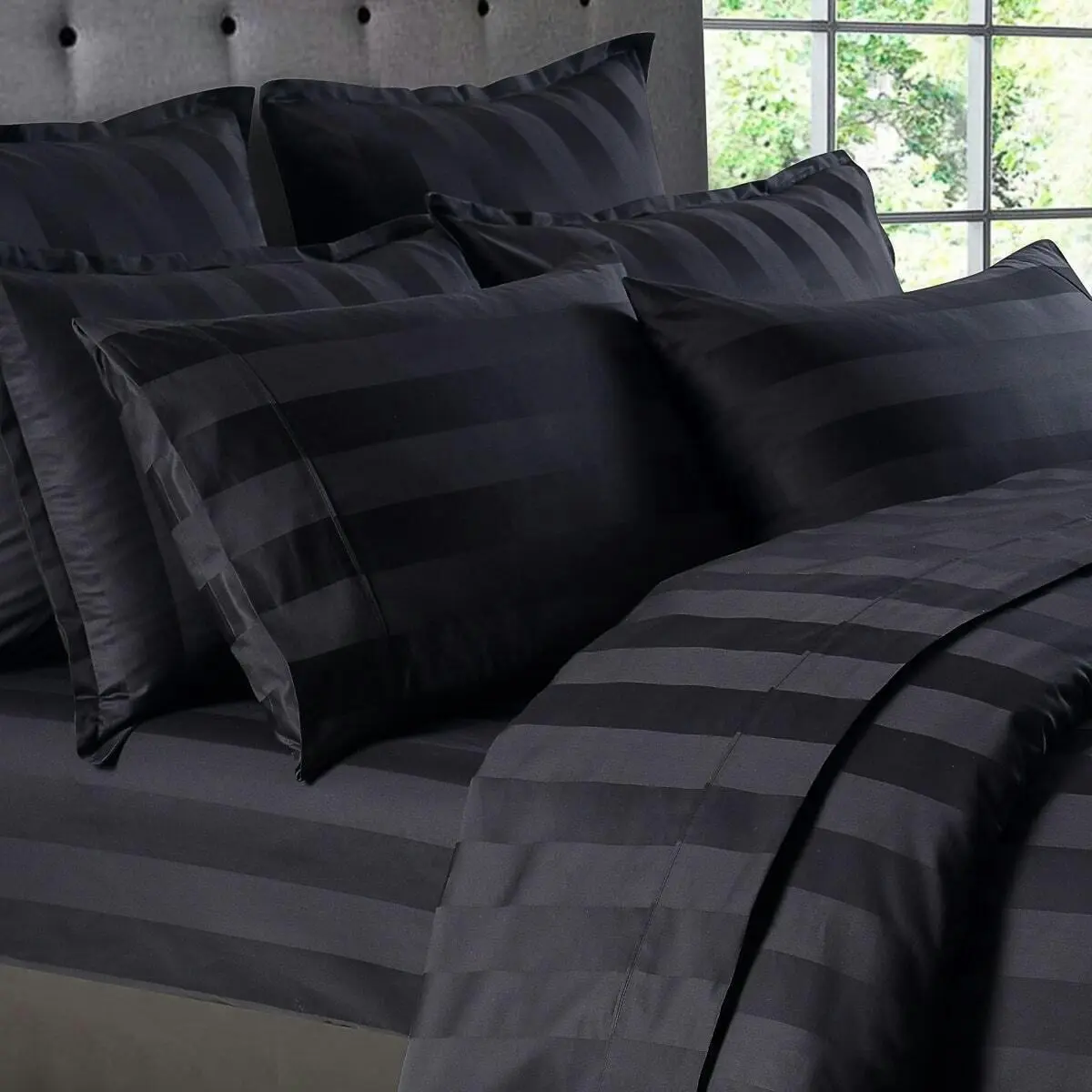 Bespoke 1200TC Sheet Set Black King Bed