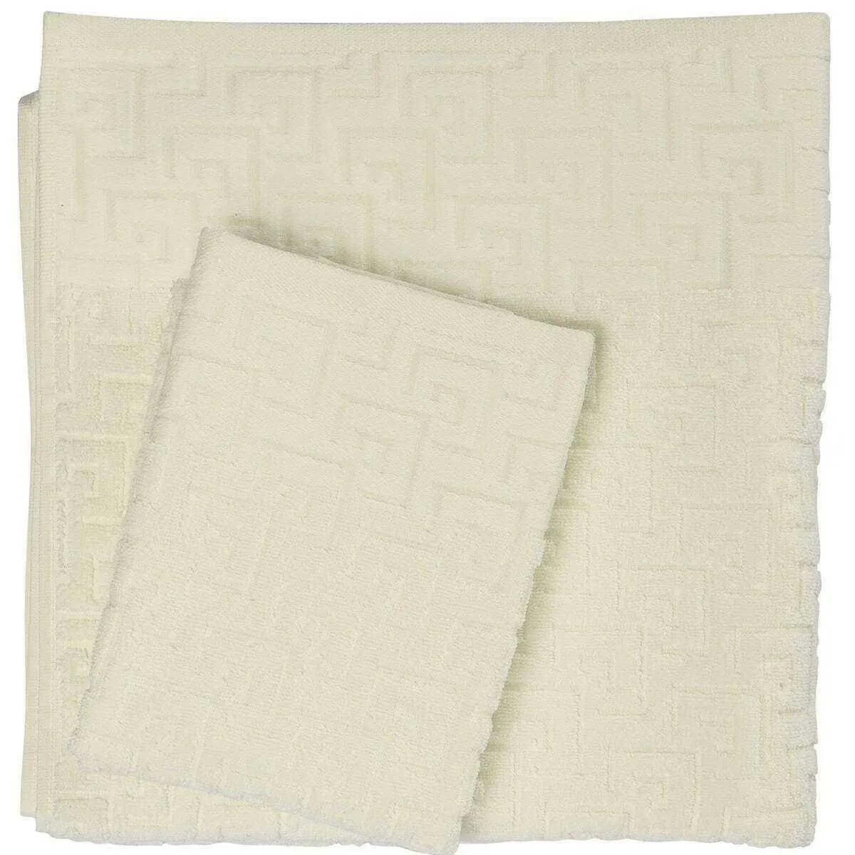 Greek Key Bath Towel Off White