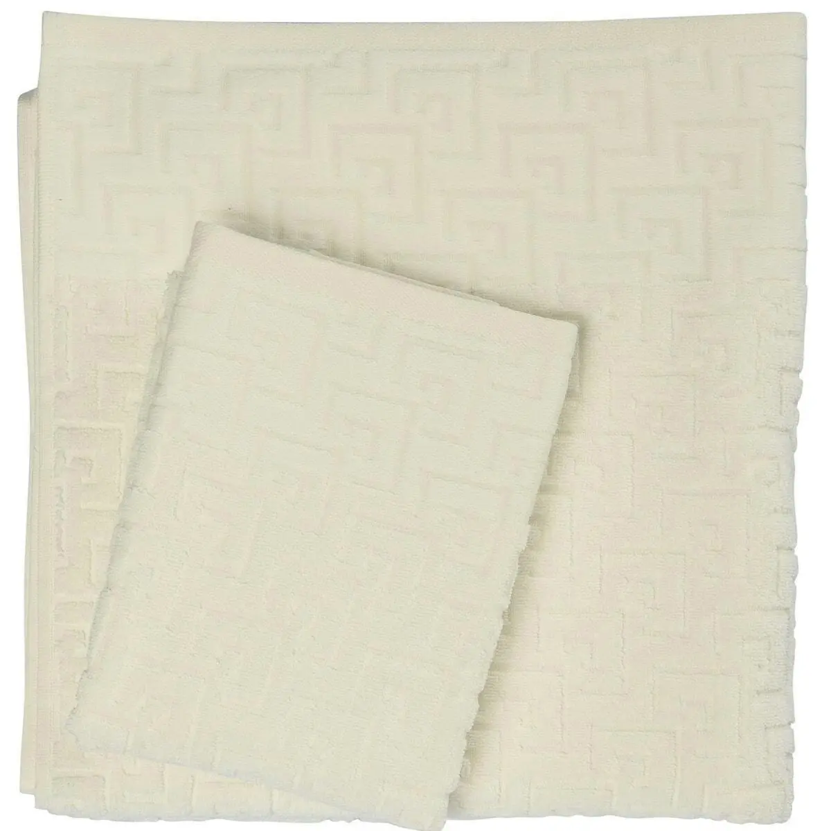 Greek Key Bath Towel Off White