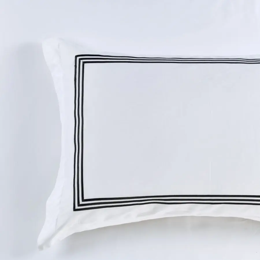 Ritz Embroidered Standard Pillowcases ( PAIR ) -1000TC Black