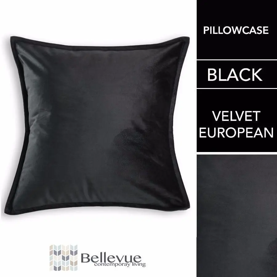 Velvet European Pillowcase Black