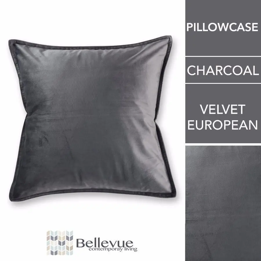 Velvet European Pillowcase Charcoal