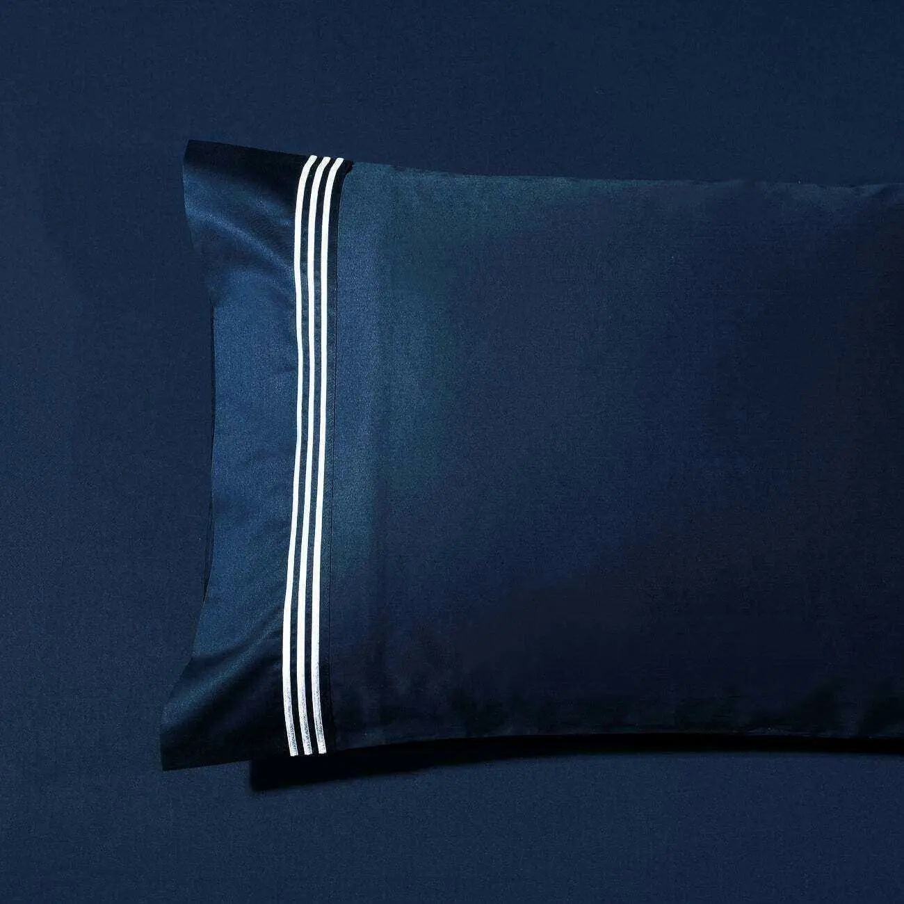 Ritz Embroidered Standard Pillowcases ( PAIR ) -1000TC Navy with White