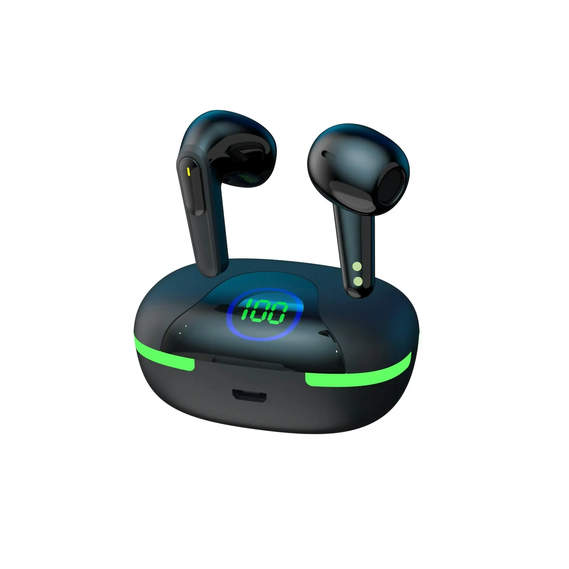 Laser TWS Earbuds with LED Display: True Wireless & Tap Control