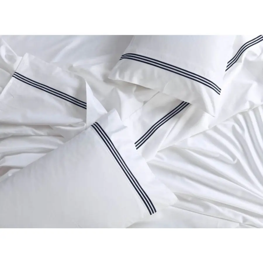 Ritz 1000 TC Embroidered White/Navy Sheet Set