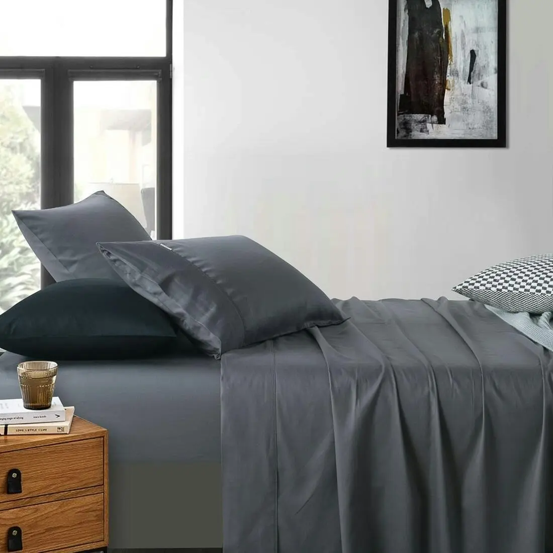 400 Thread Count Fitted Sheet Charcoal