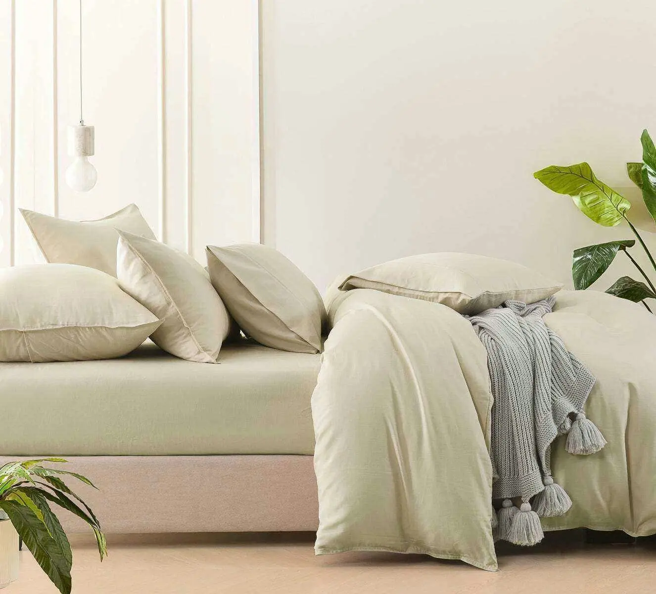 Bamboo Linen Fitted Sheet Natural (Linen)