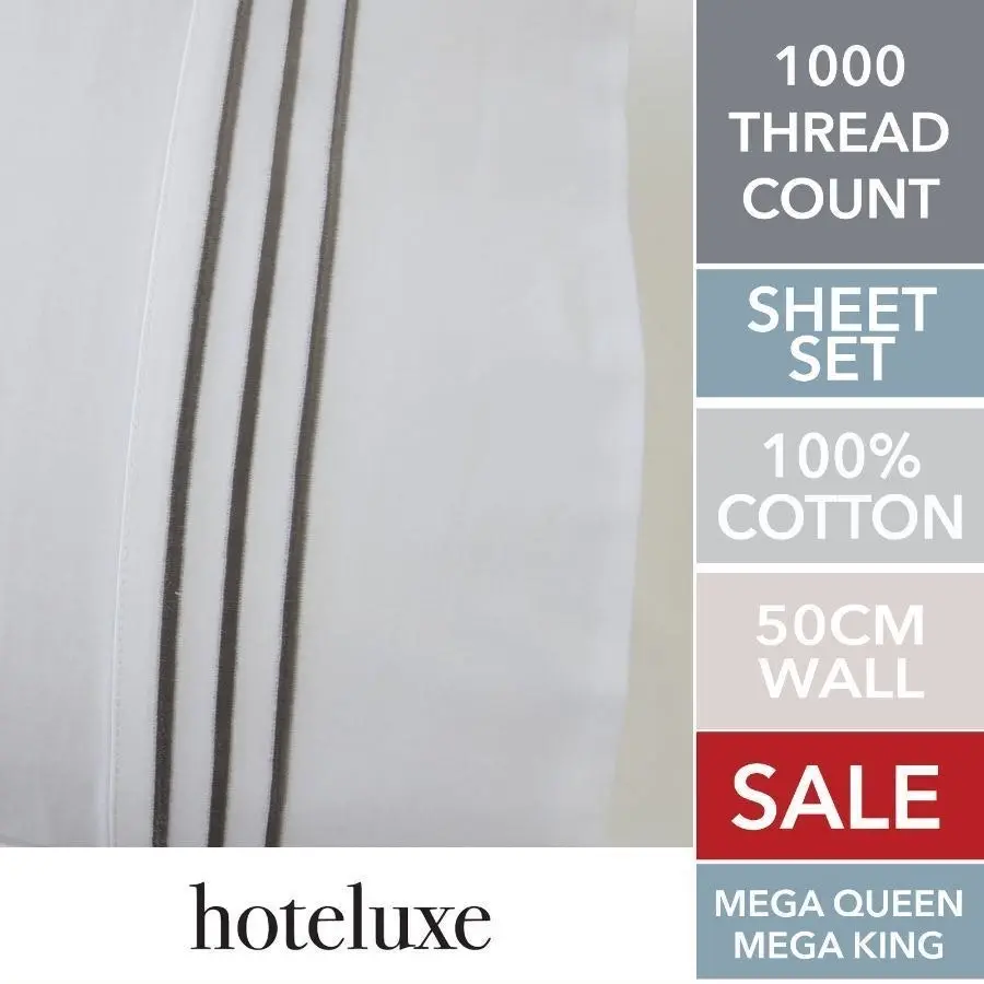 Ritz 1000 TC Embroidered 50cm Mega Sheet Set Silver