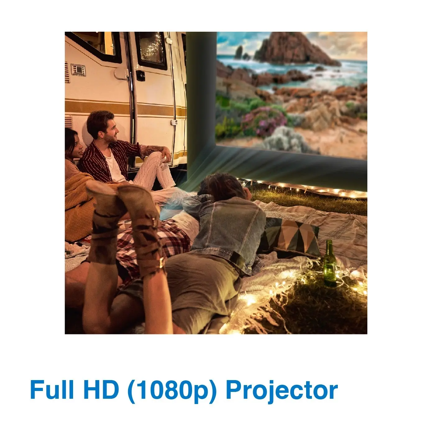 Laser Outdoor Cinema Bundle: Full HD 1080p Projector, 144" Screen & Soundbar